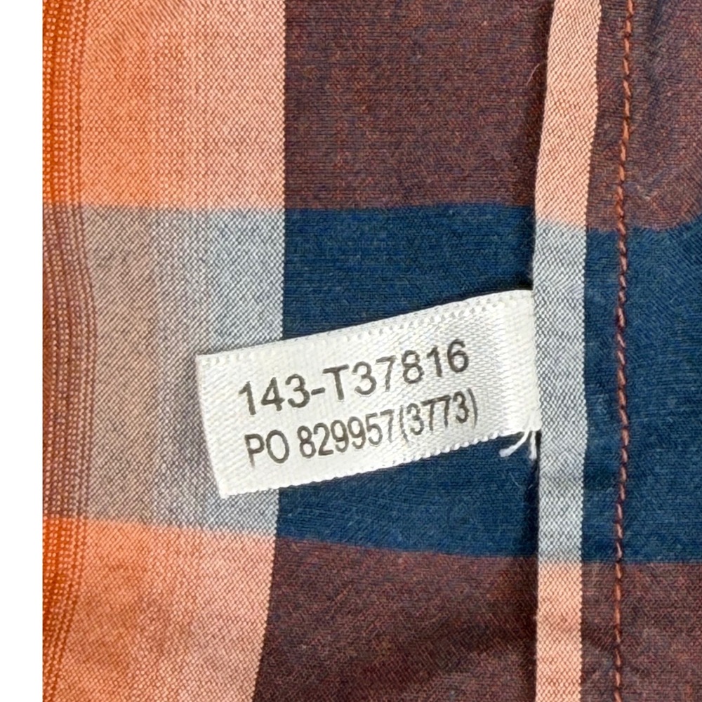 Tommy Bahama Mens Plaid Button Down Shirt Orange Blue Silk Blend Large T37816 - Picture 5 of 9